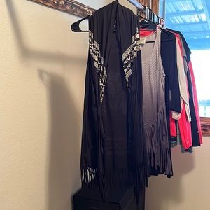 Cardigan fringe vest